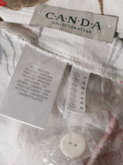 Eticheta marime si compozitie (rotita dreapta) - Cămașă C&A alb crem cu imprimeu floral – XL – Femei