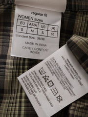 Eticheta marime si compozitie (rotita dreapta) - Cămașă Jack Wolfskin carouri discrete in tonuri neutre – S – Femei