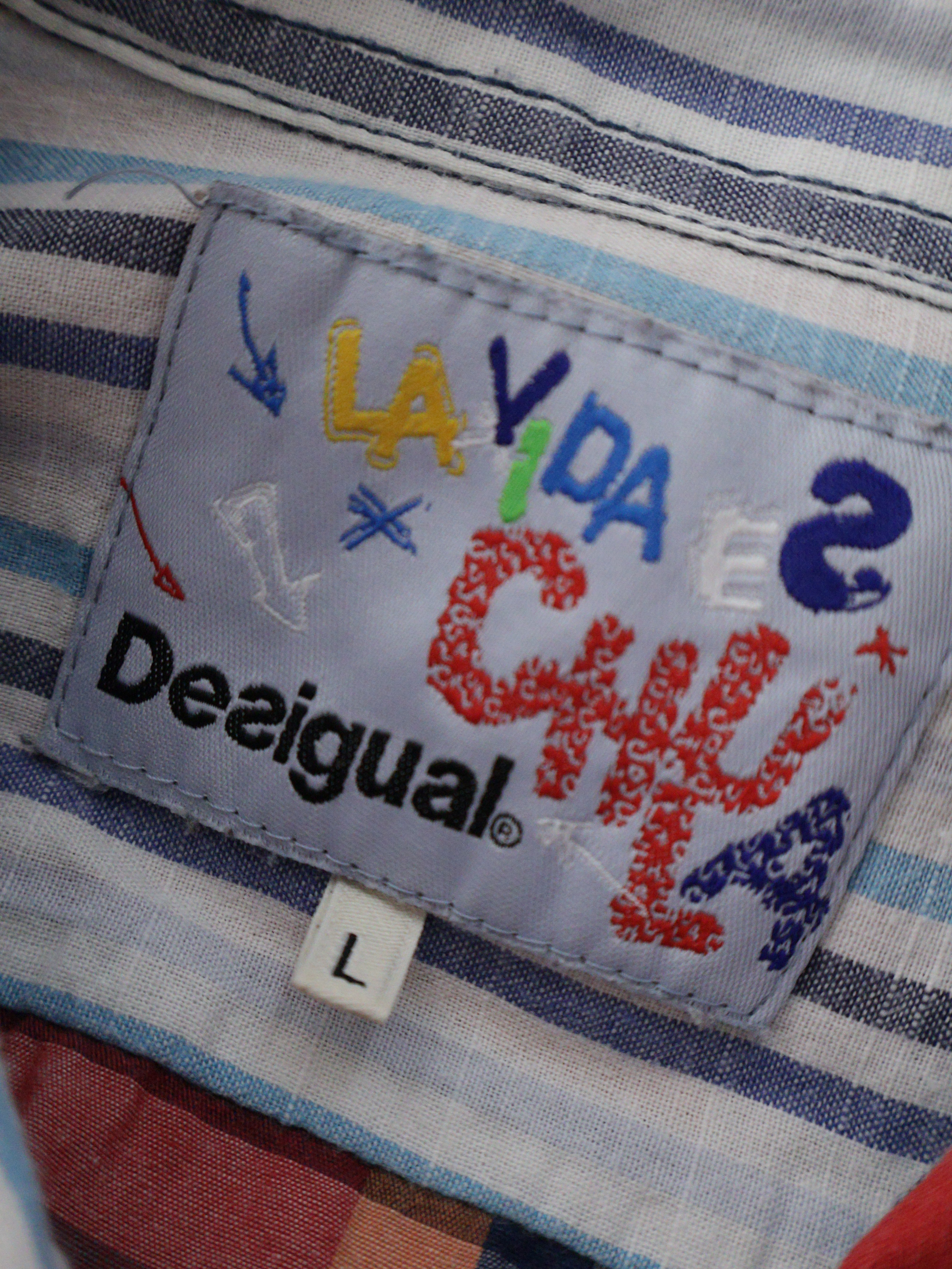 Eticheta marime si compozitie (rotita dreapta) - Cămașă Desigual multicolor cu imprimeu grafic – L – Bărbați