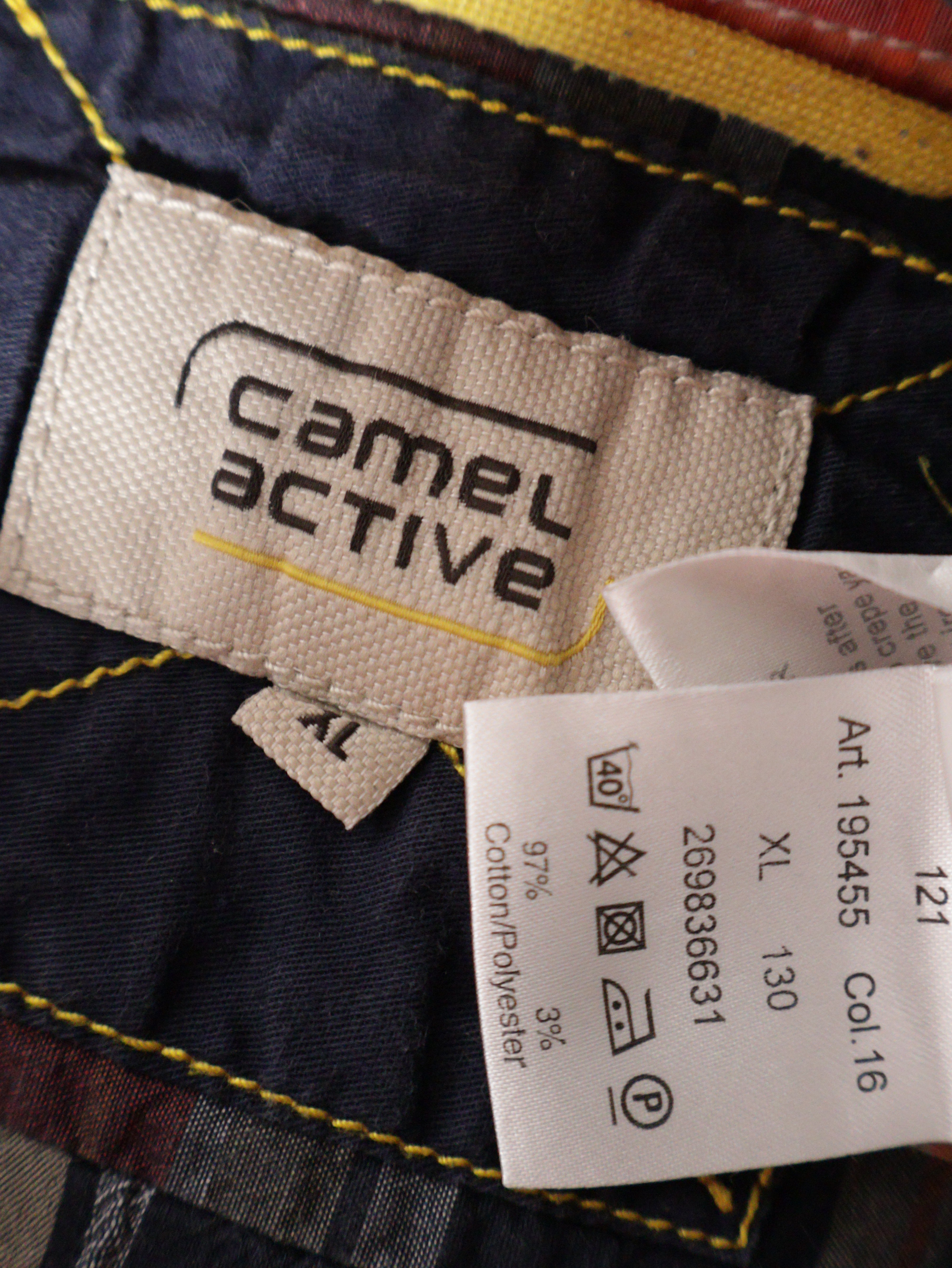 Eticheta marime si compozitie (rotita dreapta) - Cămașă Camel în carouri multicolore – XL – Bărbați