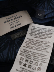 Eticheta marime si compozitie (rotita dreapta) - Cămașă JACK&JONES albastru inchis cu imprimeu tropical – XXL – Bărbați