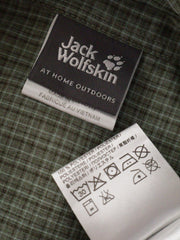 Eticheta marime si compozitie (rotita dreapta) - Cămașă Jack Wolfskin carouri fine, verde-gri – M – Bărbați