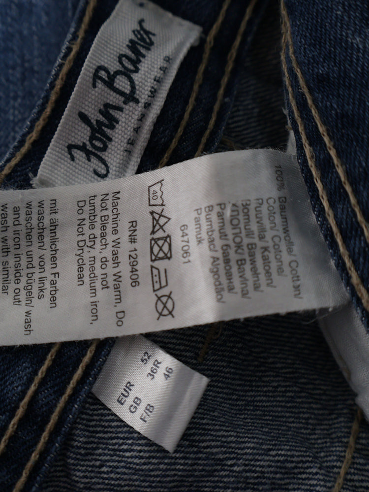 Eticheta marime si compozitie (rotita dreapta) - Pantaloni 2/3 John Baner albastru denim spalacit – L – Bărbați