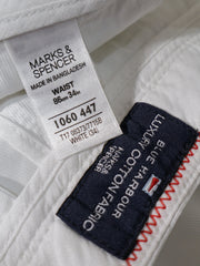 Eticheta marime si compozitie (rotita dreapta) - Pantaloni Alte branduri alb cu croială lejeră – S – Bărbați