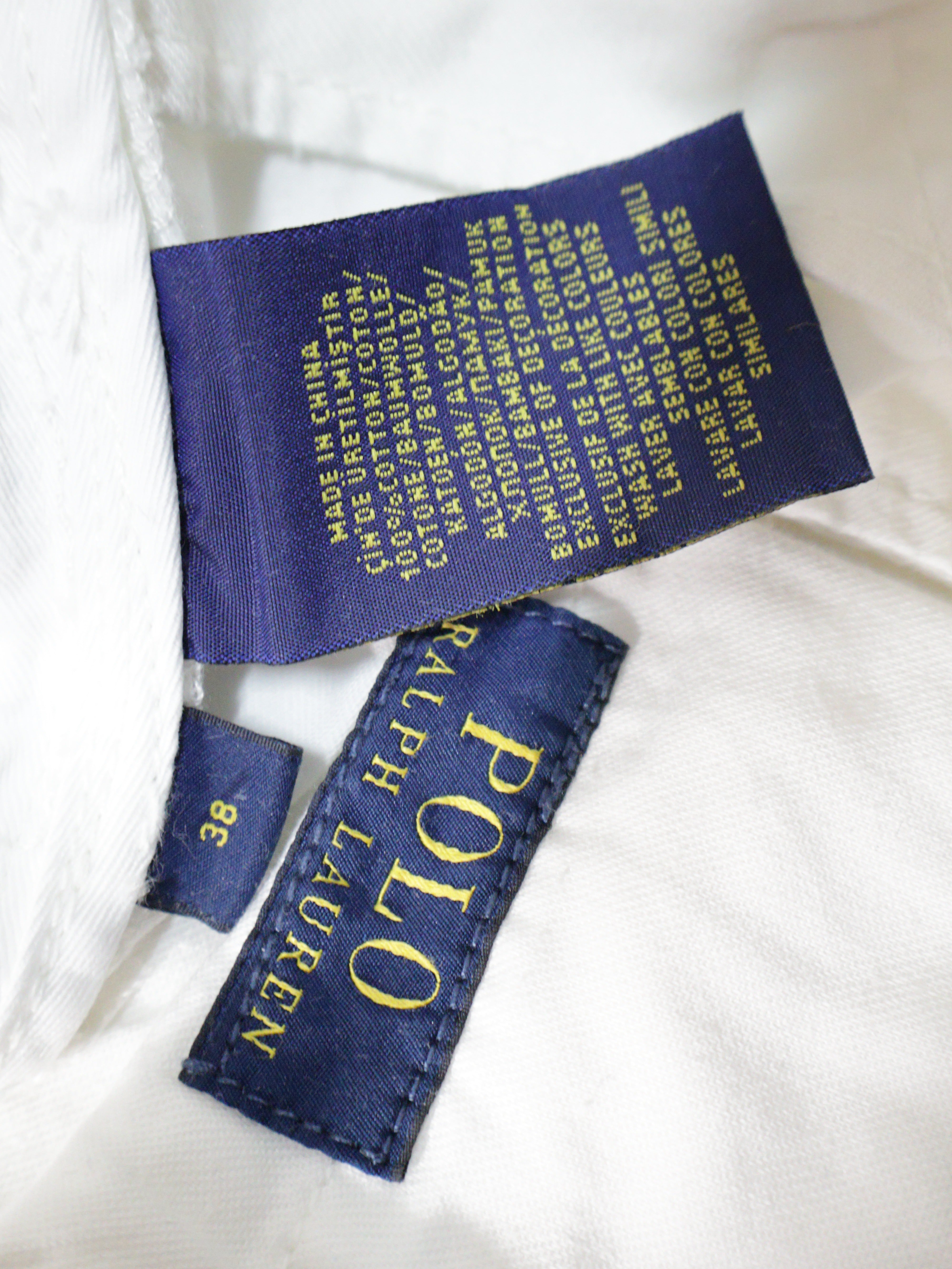Eticheta marime si compozitie (rotita dreapta) - Pantaloni scurți chino alb din bumbac – RALPH LAUREN – XL – Bărbați
