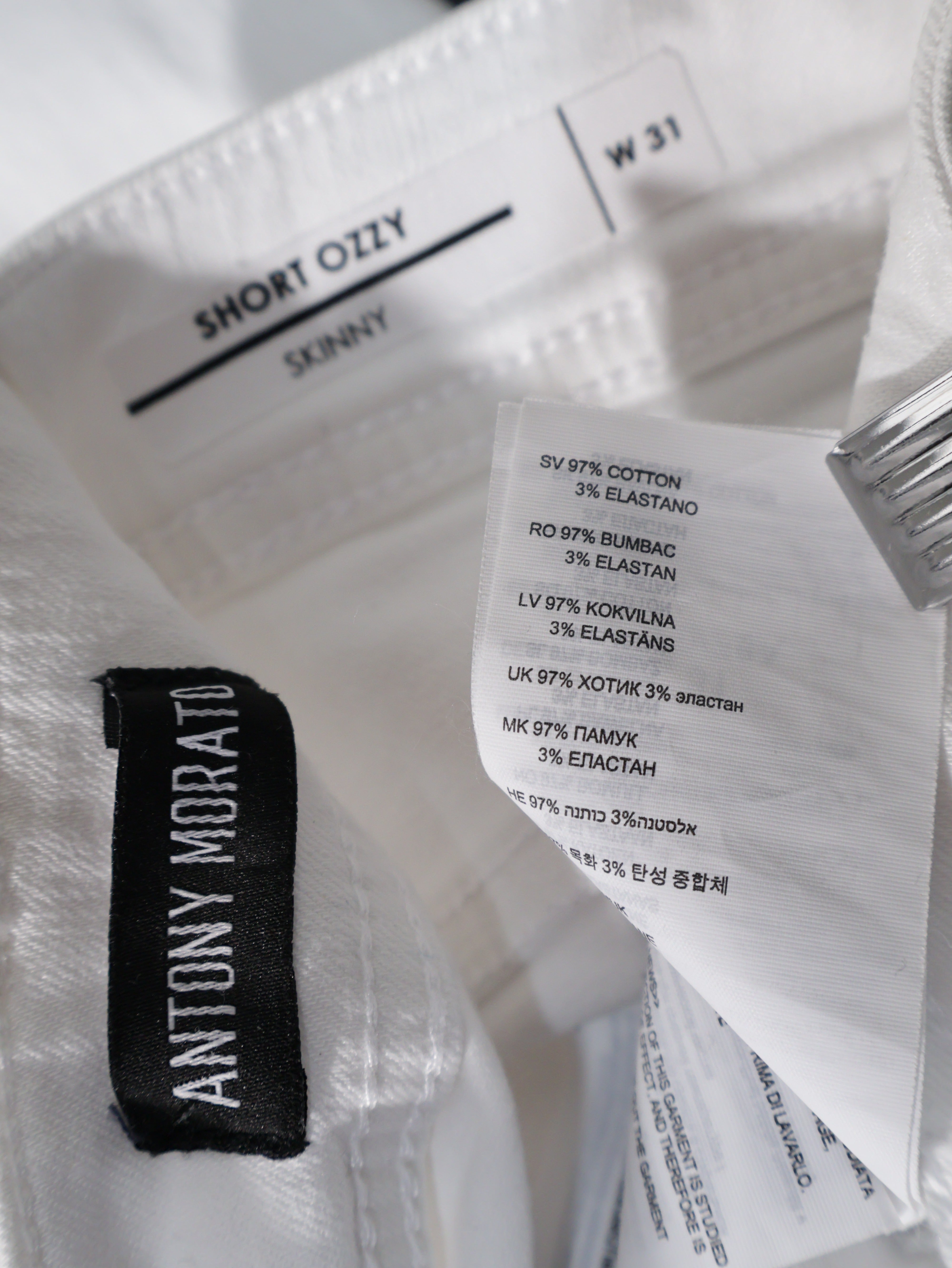 Eticheta marime si compozitie (rotita dreapta) - Pantaloni scurți pantaloni skinny – Antony Morato – S – Bărbați