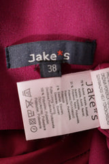 Eticheta marime si compozitie (rotita dreapta) - Rochie - Jake's fucsia satinata cu funda in talie – S – Femei