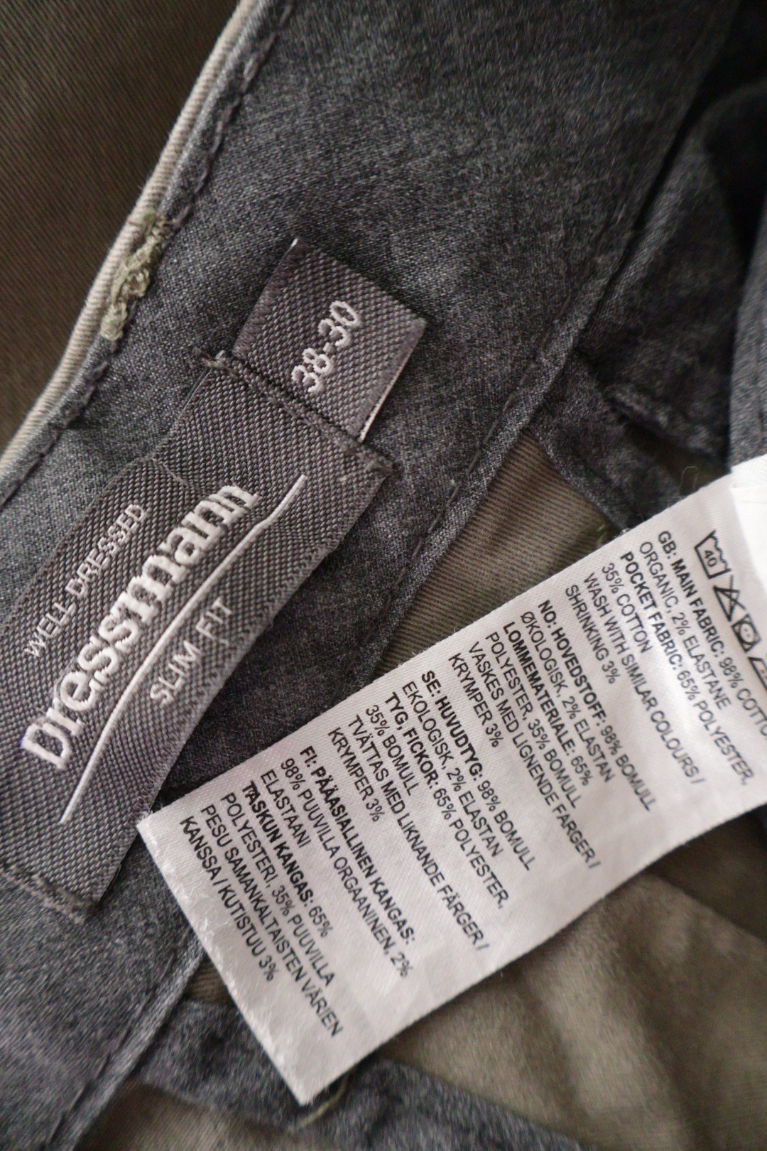 Dressmann – pantaloni – etichetă – second-hand premium
