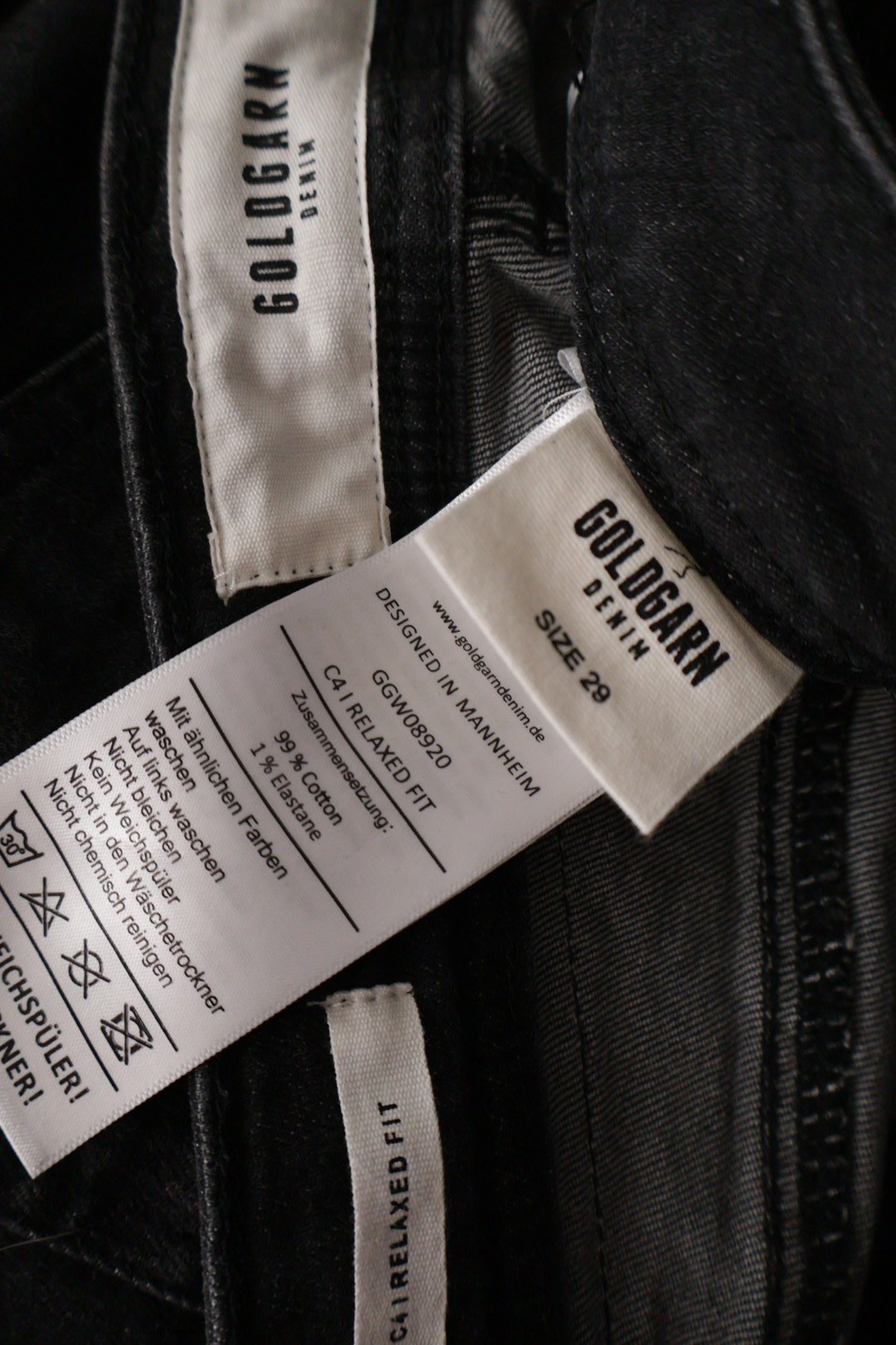 GOLDGARN – blugi – etichetă – second-hand premium